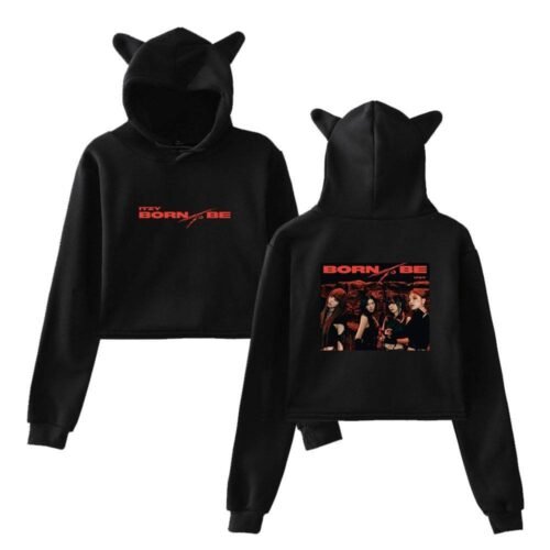 Itzy Born to Be Cropped Hoodie #2