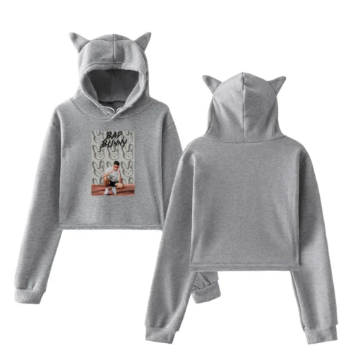 Bad Bunny Cropped Hoodie #12