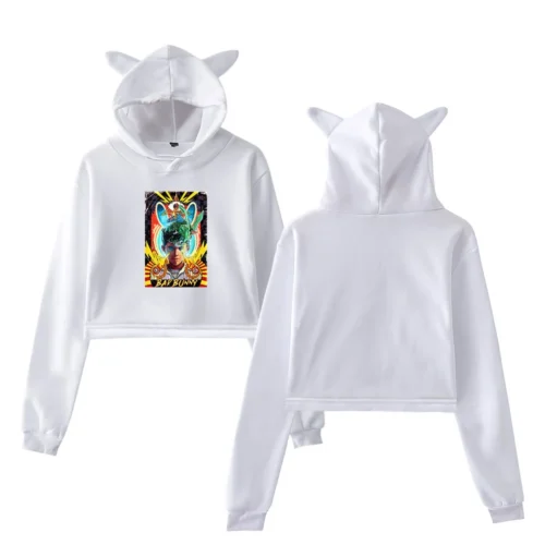 Bad Bunny Cropped Hoodie #11